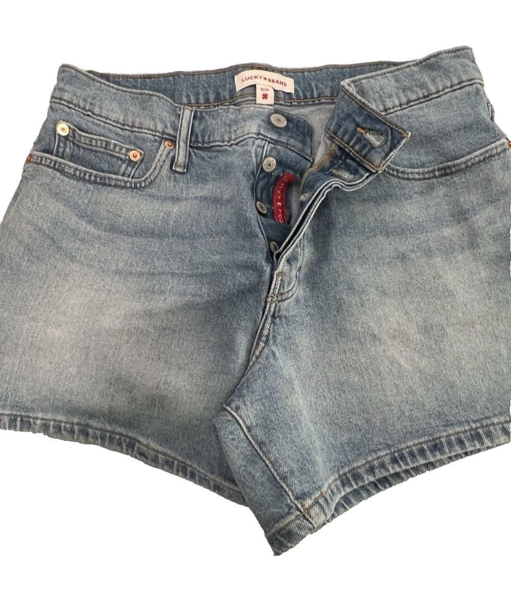 Lucky Brand Denim Shorts Button Fly Women 12 / 31 Mid Rise Jeans Western GORP